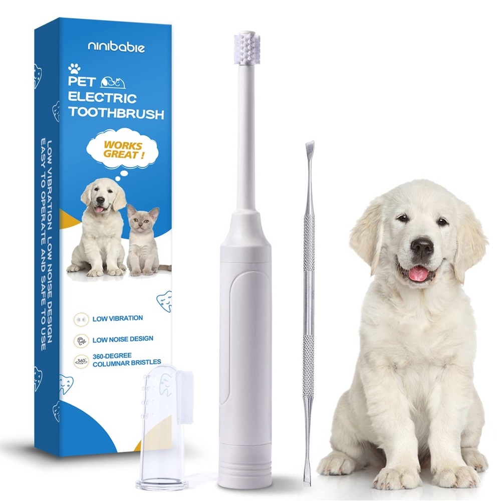 RETAILS $65- Dog/Cat Electric Toothbrush Kit, 360 Tartar Remover, Low Noise